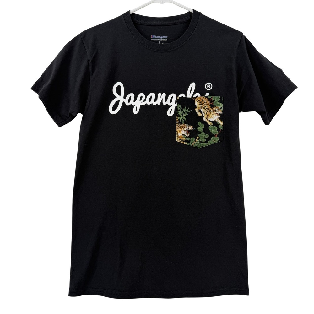 Champion Shirt Mens Small Black Japangeles Tiger Pocket Graphic Tee Japanese